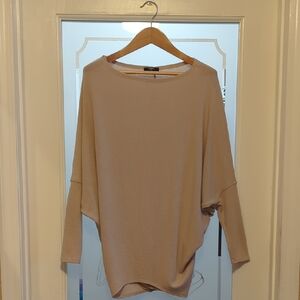 Express Neutral Beige Knit Off The Shoulder Top